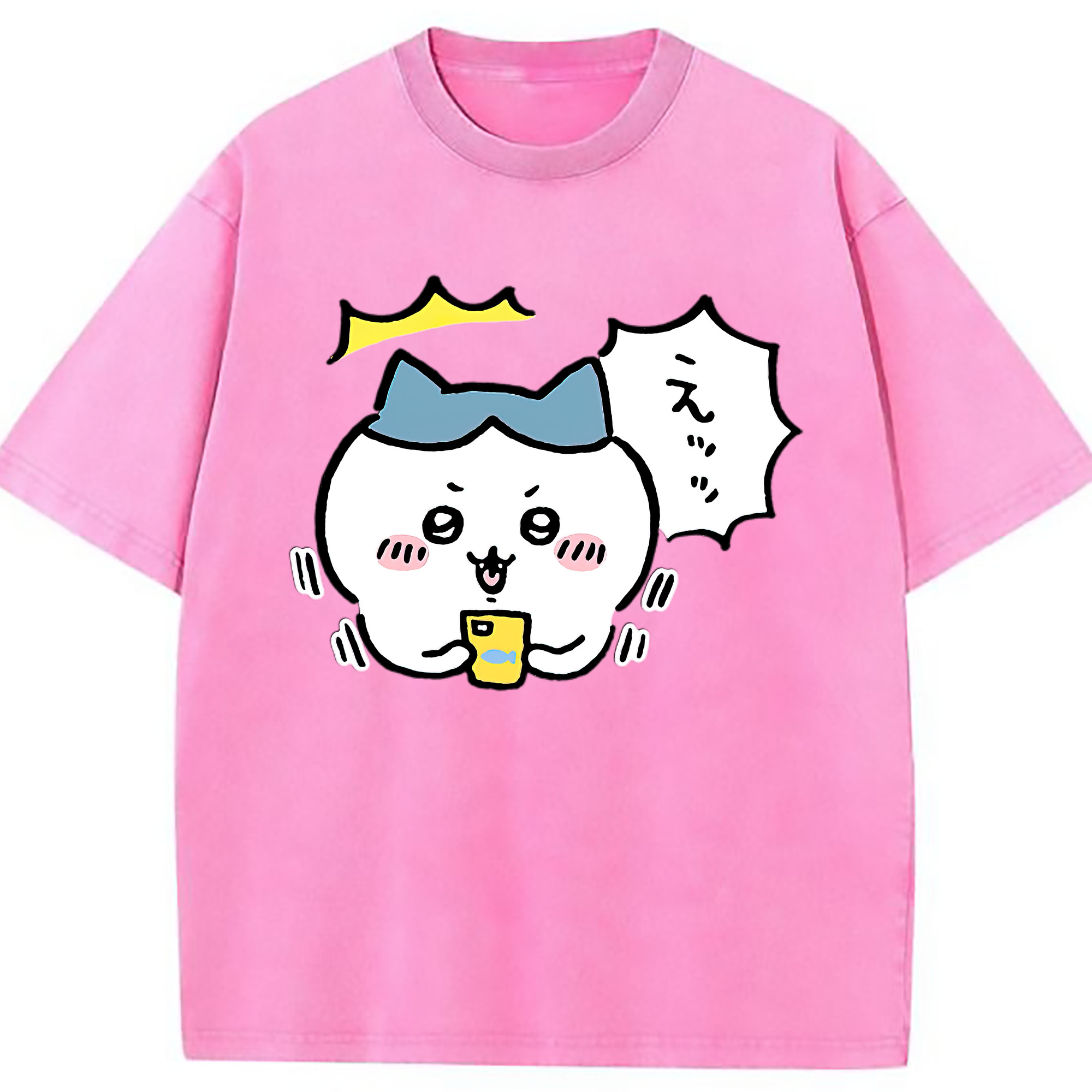 （画像用） ちいかわ ハチワレ Chii-kawa hachiware 綿100% ヴィンテージ風 半袖Tシャツ（フロントプリント）